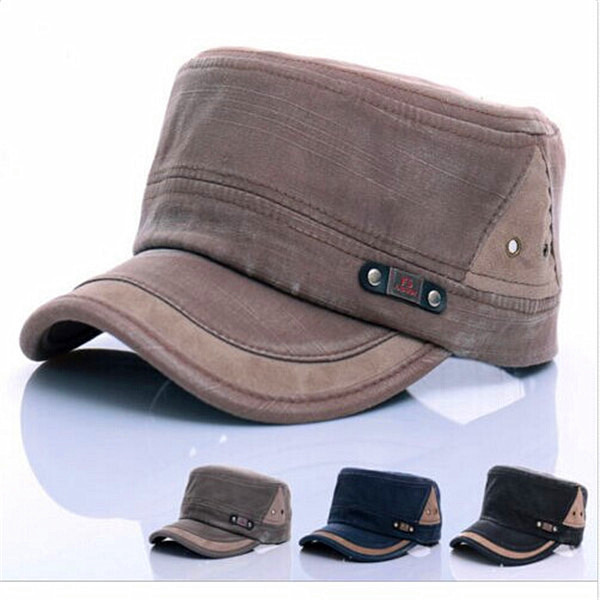 

Unisex Cotton Blend Military Washed Baseball Cap Vintage Army Plain Flat Cadet Hat For Men Women